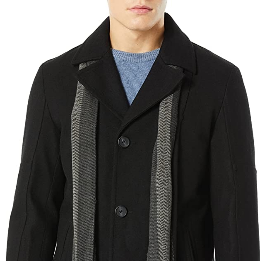 Cole Haan Melton Men's Wool Coat with Scarf M